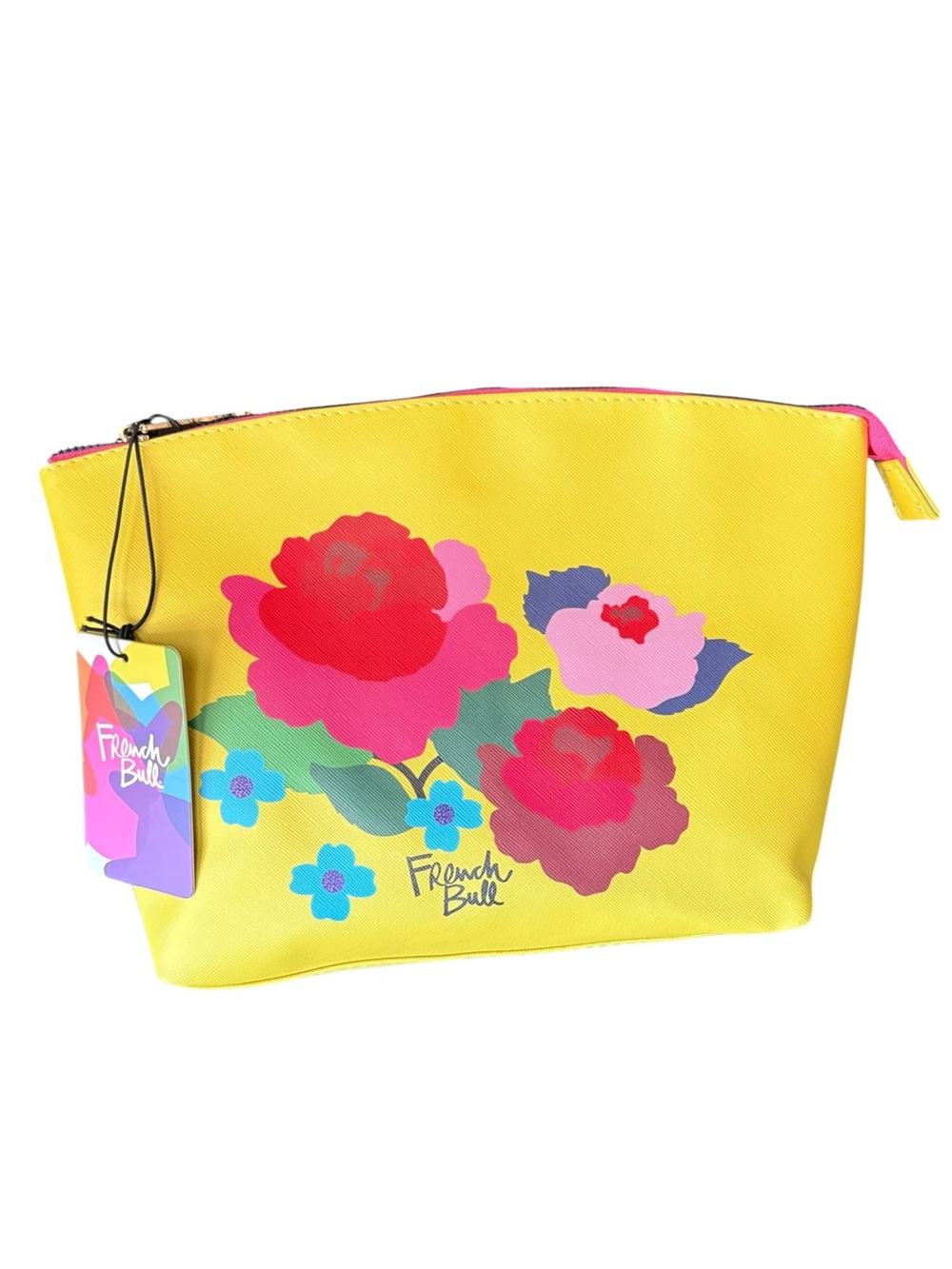 French Bull cosmetic bag w/ vibrant floral print NWT